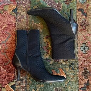 Coach Y2K Black Monogram Ankle Boots Heeled Logo Boots Size 7